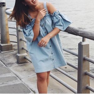 BLUE OFF SHOULDER DRESS